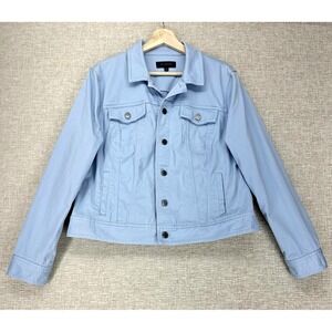 Talbots Jacket Womens Large Light Blue Denim Trucker Style Cotton Stretch